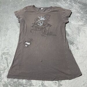 VTG Y2K Santa Cruz Blue 94 Baby Tee Style Shirt Womens Size XL Grunge Goth Faded